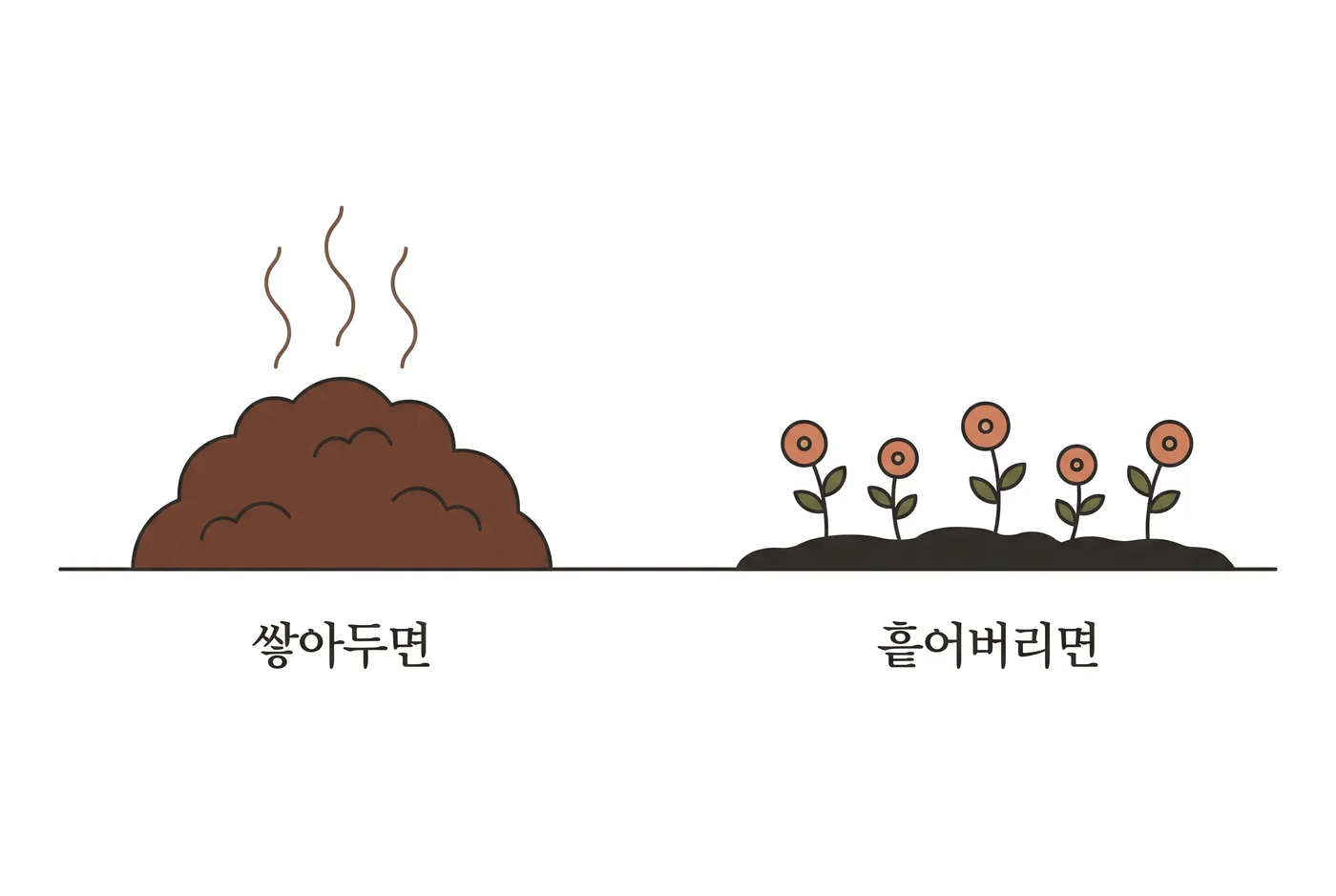 같은 것이 쌓이면 악취 나는 더미가 되고, 흩어지면 꽃이 피는 거름이 된다