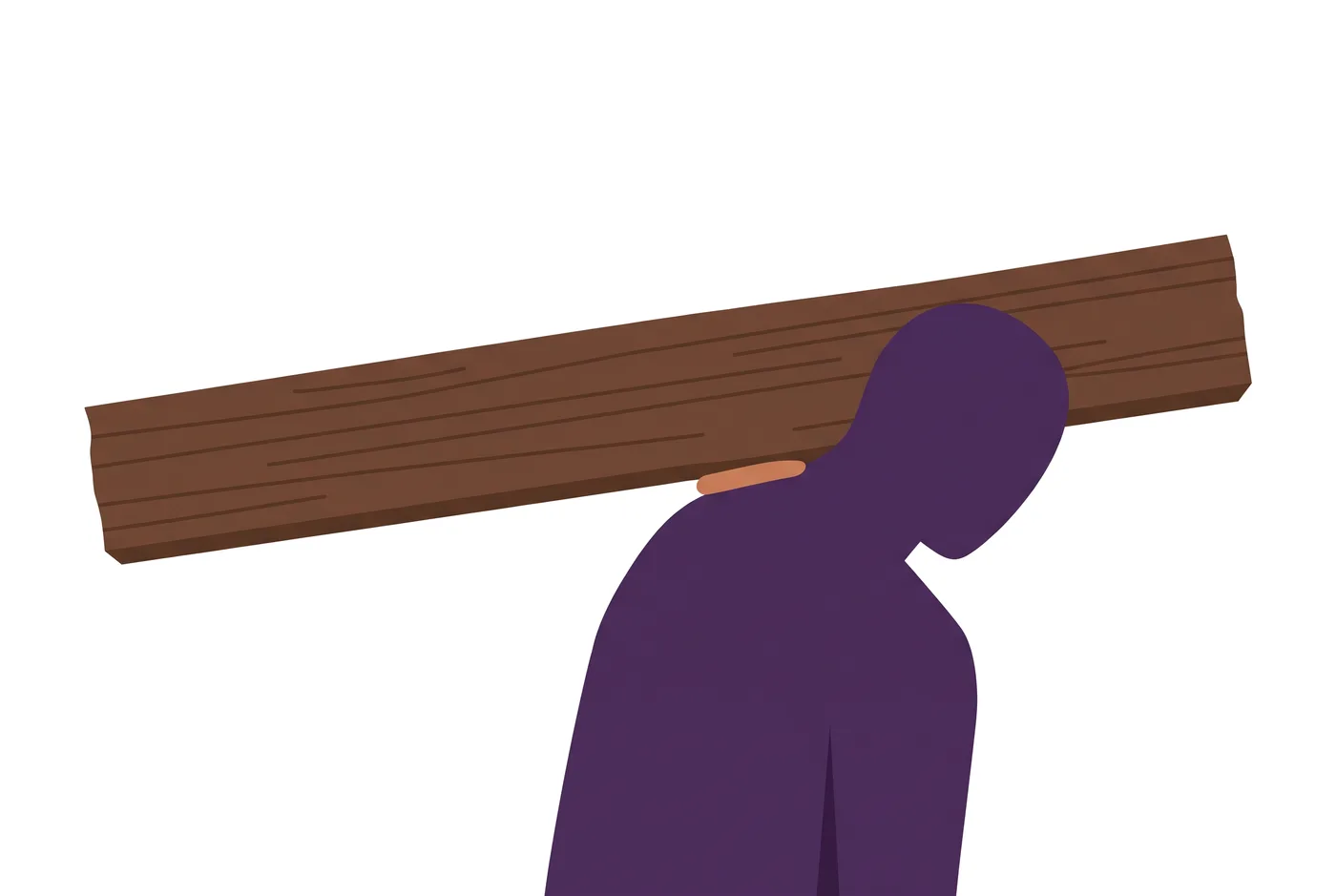 억지로 얹힌 나무 들보 하나와 그것을 받친 어깨 — 구레네 시몬